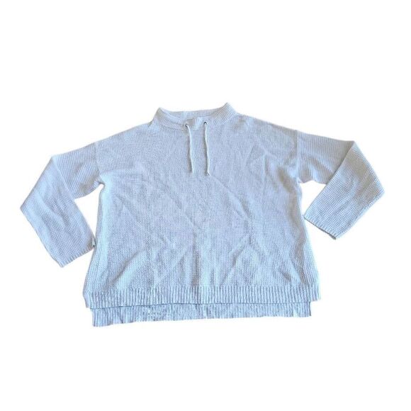 Eileen fisher womens Sz PL white waffle knit organic linen blend sweater - Picture 1 of 7